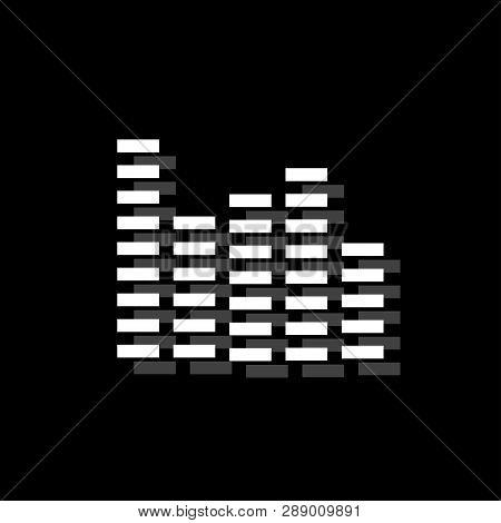 Equalizer. White Flat Simple Icon With Shadow