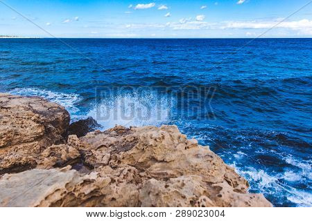 Beautiful Sea Shore In Cyprus. A View Of A Sea Shore In Kavo Greko Nenar Aiya Napa, Cyprus
