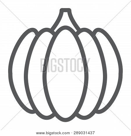 Pumpkin Line Icon, Vegetable And Farm, Gourd Sign, Vector Graphics, A Linear Pattern On A White Back