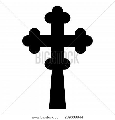 Cross Trefoil Shamrock On Church Cupola Domical With Cut Cross Monogram Religious Cross Icon Black C