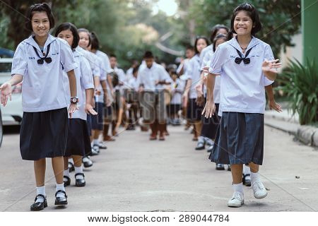 Kanchanaburi Thailand - July 26 : Unidentified Teacher And Stude