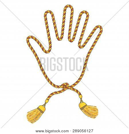 Handpalm From Bright Colored Lace With Tassels Tied In A Knot.
