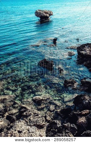 Sea Caves Near Cape Greko. Mediterranean Sea