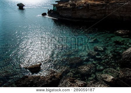Sea Caves Near Cape Greko. Mediterranean Sea
