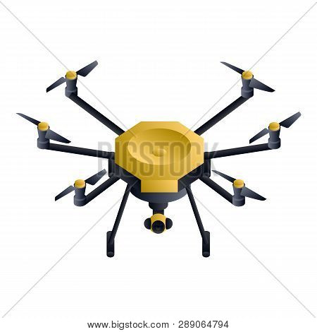 Hexacopter Drone Icon. Isometric Of Hexacopter Drone Icon For Web Design Isolated On White Backgroun