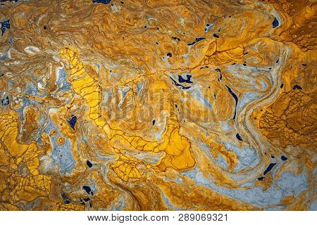 Marbling Paint- Turquise Abstract Wave Watercolour. Gold Marble Ink