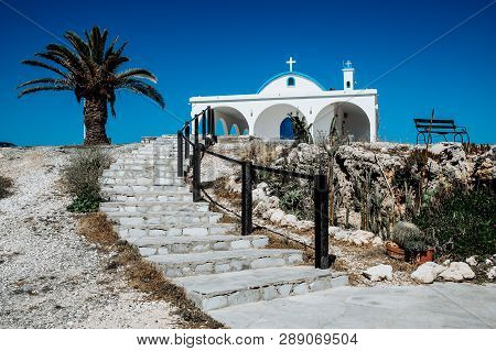 A White Chapel On A Cliffs Of Kavo Greko Near Aiya Napa, Cyprus