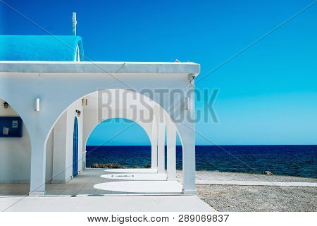 A White Chapel On A Cliffs Of Kavo Greko Near Aiya Napa, Cyprus