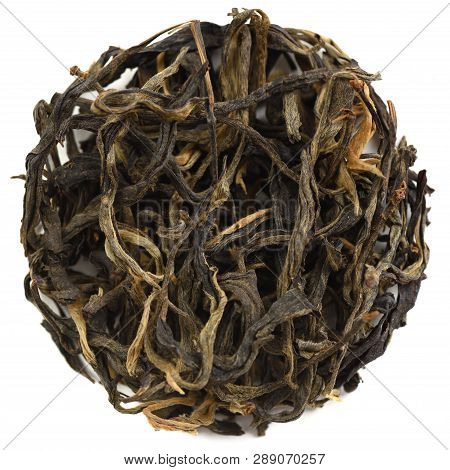 Rare Gu Shu Old Tea Tree Red Tea In Round Shape Isolated