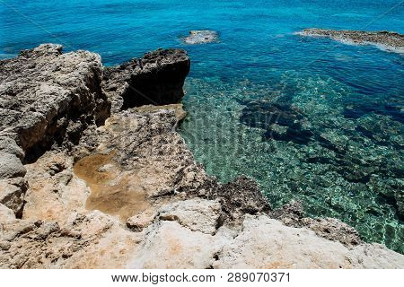 Sea Caves Near Cape Greko. Mediterranean Sea