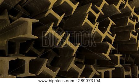 render of 3d construction metal beams