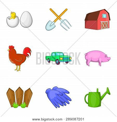 Agriculturalist Icons Set. Cartoon Set Of 9 Agriculturalist Icons For Web Isolated On White Backgrou
