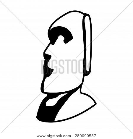 Line Moai Sculpture From Easter Island Culture Vector Illustration