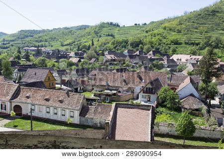 Biertan, Romania - April 29, 2018: Biertan Town In Transylvania