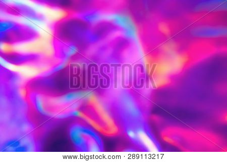 Abstract Modern Bright Colored Holographic Background In 80s Style. Synthwave. Vaporwave Style. Retr