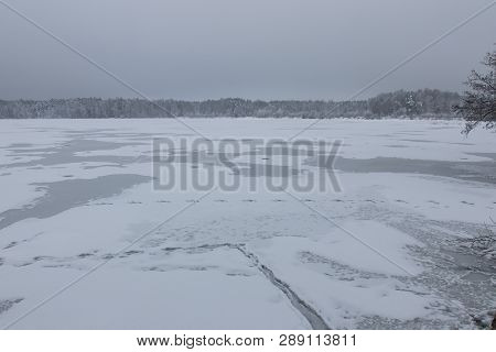 Bavarian Winter Landscape Next Next To Schwandorf, Charlottenhofer Weihergebiet