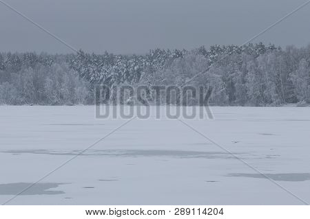Bavarian Winter Landscape Next Next To Schwandorf, Charlottenhofer Weihergebiet