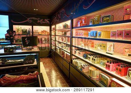 LINATE, ITALY - CIRCA NOVEMBER, 2017: Victoria's Secret shop Milan Linate Airport.