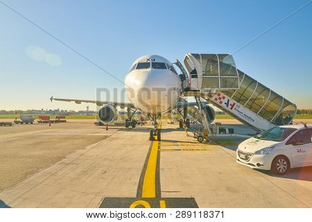 LINATE, ITALY - CIRCA NOVEMBER, 2017: Milan Linate Airport.