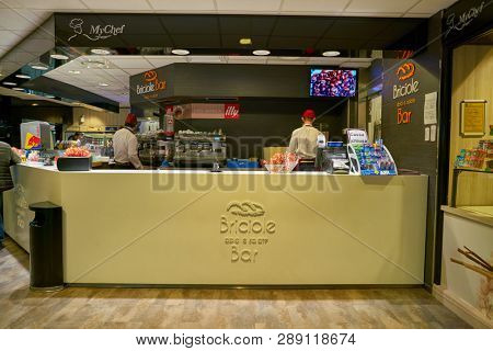 LINATE, ITALY - CIRCA NOVEMBER, 2017: Briciole Bar in Milan Linate Airport.