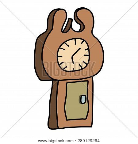 Grandfather Clock Doodle Cute Watch Vector Illustration