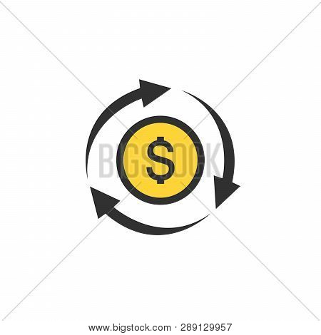 Dollar Icon In Circle Arrow Icon. Bank, Currency, Cash, Charge, Exchange, Finance, Credit, Payment S