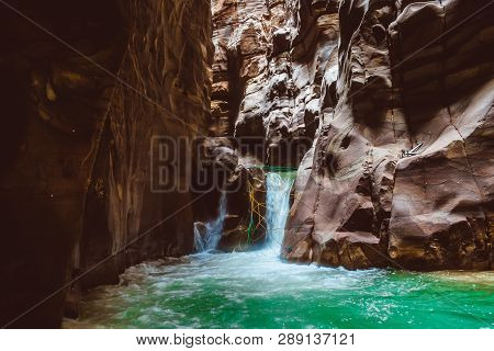 Wadi Mujib Jordan Dead Sea. The Mujib Reserve Of Wadi Mujib Is The Lowest Nature Reserve In The Worl