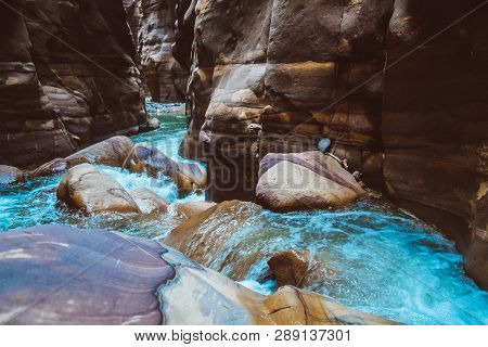 Wadi Mujib Jordan Dead Sea. The Mujib Reserve Of Wadi Mujib Is The Lowest Nature Reserve In The Worl