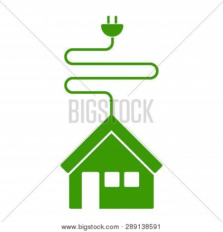 Isolated House Icon With A Current Cable. Vector Illustration Design