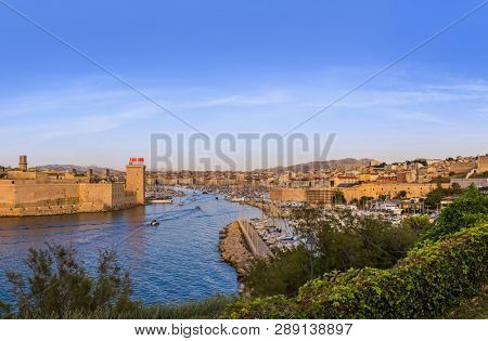 Fort and Vieux Port - Marseille France - nature and architecture background