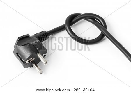 Electrical cable with knot isolated on white background