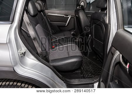 Novosibirsk, Russia - March 11, 2019:  Chevrolet Captiva,close-up Of The Rear Seats. Photography Of 