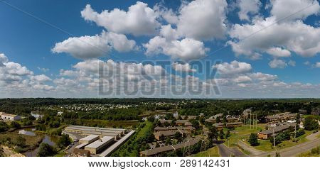 Aerial View Of Residential Neighborhood In The Us. Housing Developmen
