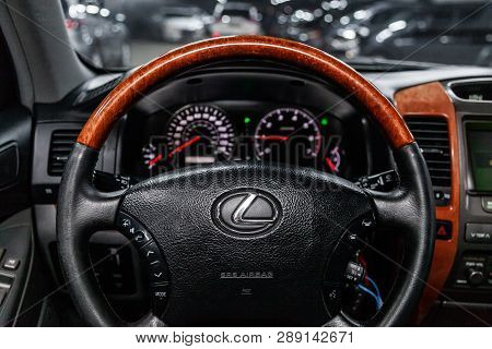 Novosibirsk, Russia - March 11, 2019:  Lexus Lx-470,close-up Of The Dashboard, Speedometer, Tachomet