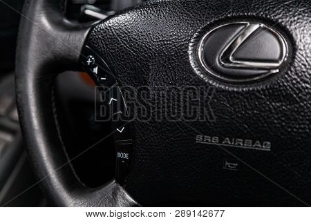 Novosibirsk, Russia - March 11, 2019:  Lexus Lx-470,close-up Of The Multiwheel With Phone Setting An