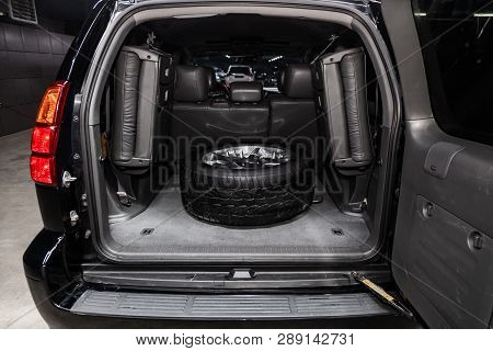 Novosibirsk, Russia - March 11, 2019:  Lexus Lx-470,close-up Of The Luggage Boot, Front View. Photog