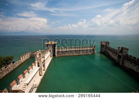 Rocca Scaligera Castle in Sirmione. Garda Lake, Italy