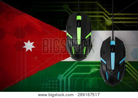 Jordan Flag  And Two Mice With Backlight. Online Cooperative Games. Cyber Sport Team