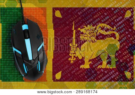Sri Lanka Flag  And Computer Mouse. Digital Threat, Illegal Actions On The Internet
