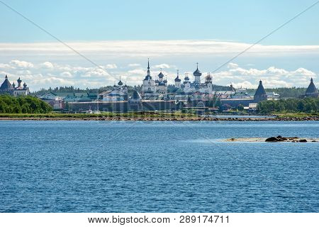 View On Solovetsky Monastery From The Bay Of Well-being, Russia. Solovetsky Monastery Is On The Unes