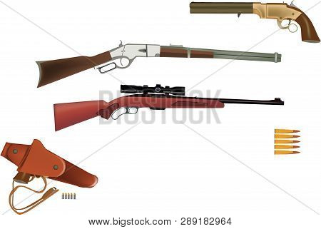 Rifle Weapons With Riflescope And Pistol Rifle Weapons With Riflescope And Pistol