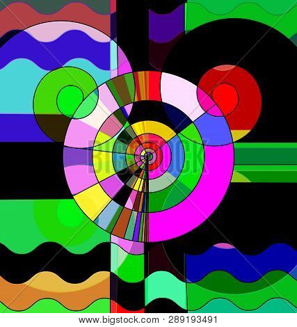 Colored Background Image Of Abstract Discks Ans Waves
