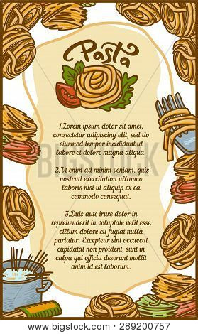 Italian Pasta Concept Banner. Hand Drawn Illustration Of Italian Pasta Concept Banner For Web Design