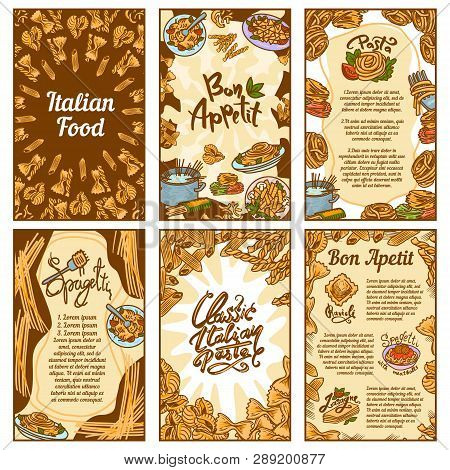 Fusilli Banner Set. Hand Drawn Set Illustration Of Fusilli Banner For Web Design