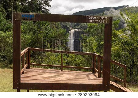 Natal Midlands, South Africa - March 11 2019: Viewing Platform For Karkloof Falls.