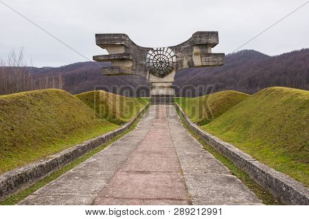 Podgaric, Croatia - December 30th 2018. The Monument To The Revolution Of The People Of Moslavina In