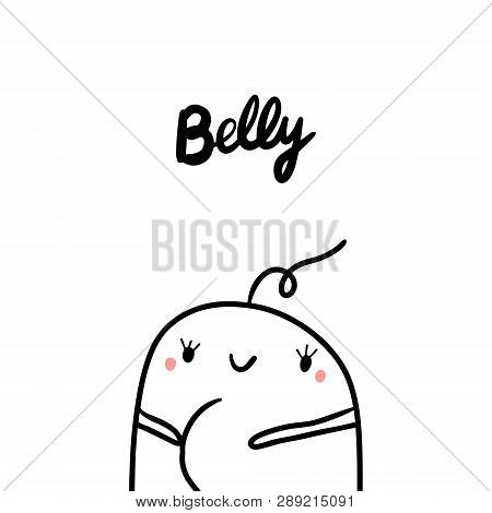 Belly Symptom Of Pregnancy Hand Drawn Illustration With Cute Marshmallow