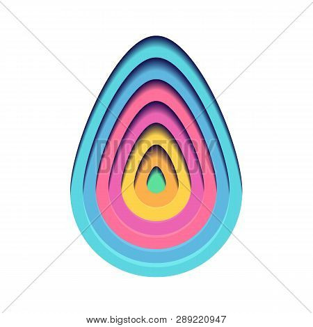 Illustration Of Egg Carving Of Paper With Layer Tonnel And Shadow. Vector Easter Element For Card Fo