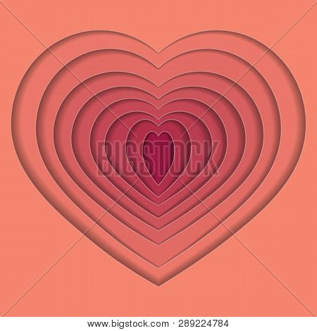 Volume Paper Cut Heart. Vector Illustration. Eps 10.