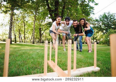 Outdoor Games - Ring Toss. Game Ring Toss In A Summer Park